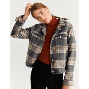 Mango Check Wool Blend Jacket